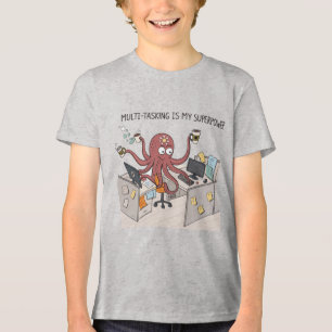 Funny Multitasking Octopus   Büro Humor Cartoon Tri-Blend Shirt