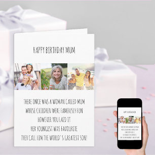 Funny Mum Limerick Favorite Son 3 Foto Geburtstag Karte
