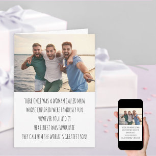 Funny Mum Limerick Lieblings-Sohn Foto Geburtstag Karte