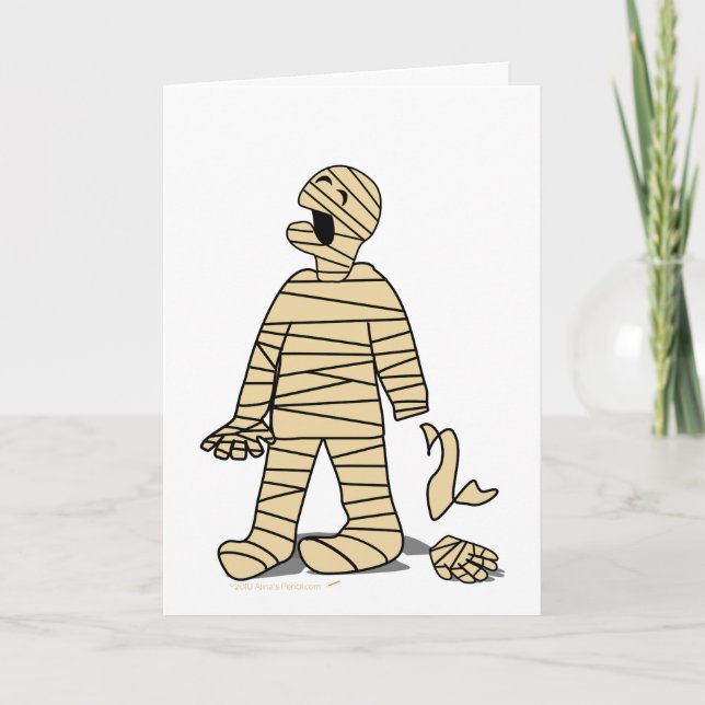 Funny Mummy Broken Hand Halloween Karte (Vorderseite)