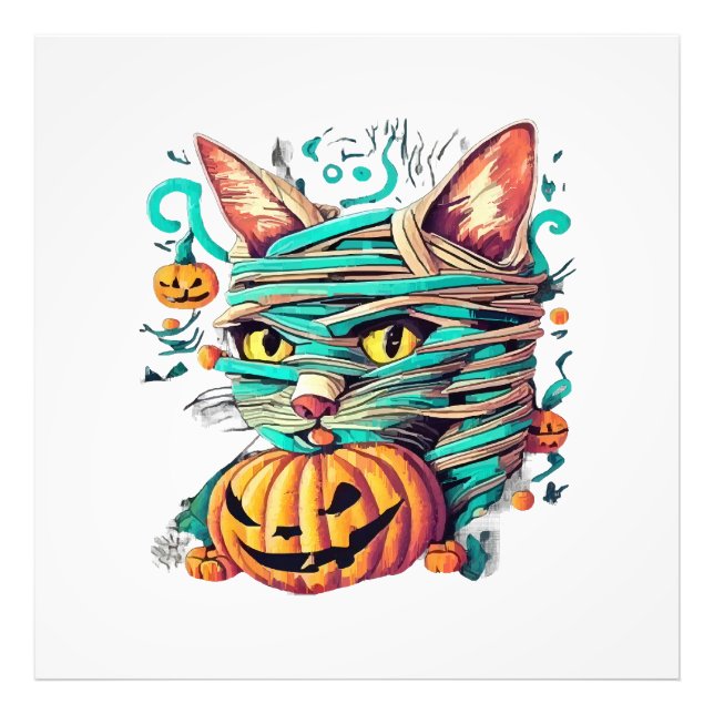 Funny Mummy Cat Halloween Fotodruck (Vorne)