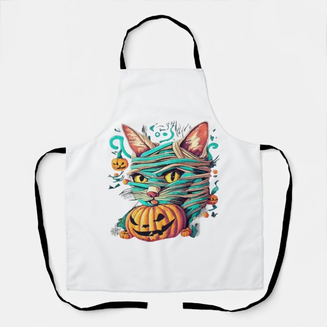 Funny Mummy Cat Halloween Schürze (Vorderseite)