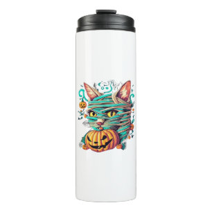 Funny Mummy Cat Halloween Thermosbecher