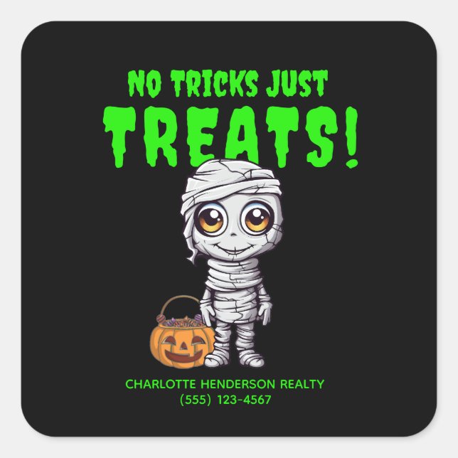Funny Mummy Halloween Quadratischer Aufkleber (Vorderseite)