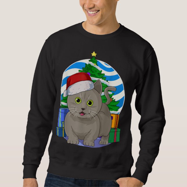 Funny Munchkin Cat Weihnachtsbaumdekor Sweatshirt (Vorderseite)