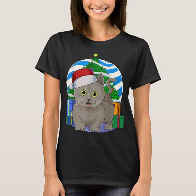 Funny Munchkin Cat Weihnachtsbaumdekor T-Shirt (Vorderseite)