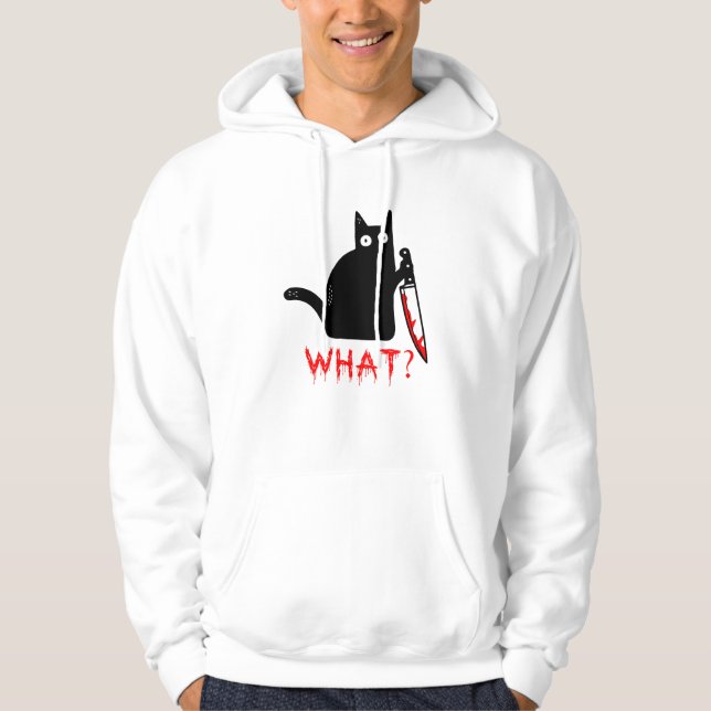 Funny Murderous Black Cat Was ? Haltemesser T-S Hoodie (Vorderseite)
