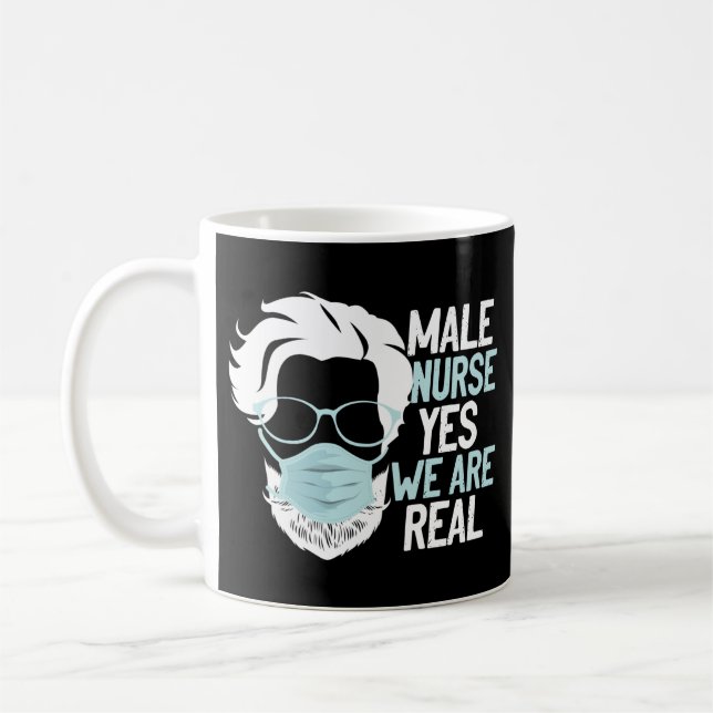 Funny Murse Male Nurse Ja, wir sind echte Bartmask Kaffeetasse (Links)