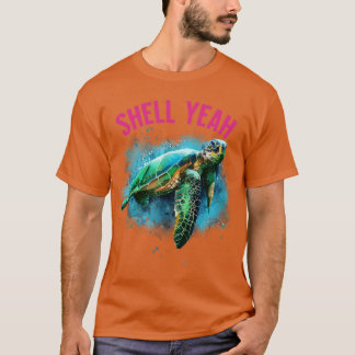 Funny Muschel Yeah Ferien Beach Sea Turtle T-Shirt