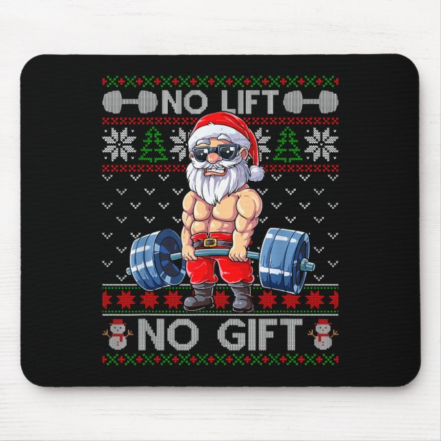 Funny Muscle Santa Lifting Christmas Ugly Christma Mousepad (Vorne)