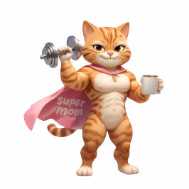 Funny Muscular Cat Fitness Motivation Pink  Kissen
