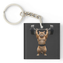 Funny Muscular Orange Cat Weightlifting Gym