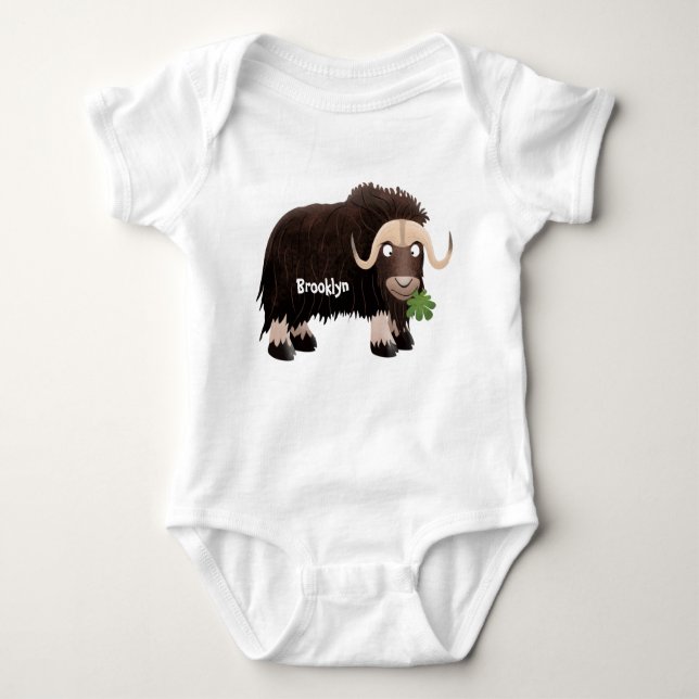 Funny muse ox Cartoon Illustration Baby Strampler (Vorderseite)