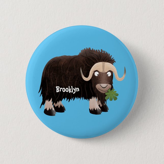Funny muse ox Cartoon Illustration Button (Vorderseite)