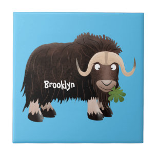 Funny muse ox Cartoon Illustration Fliese