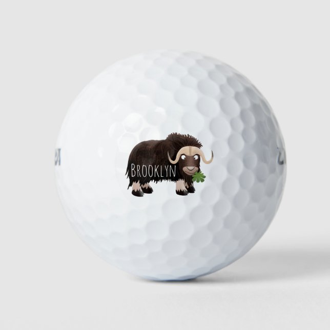 Funny muse ox Cartoon Illustration Golfball (Vorderseite)