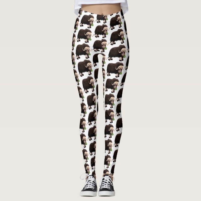 Funny muse ox Cartoon Illustration Leggings (Vorderseite)