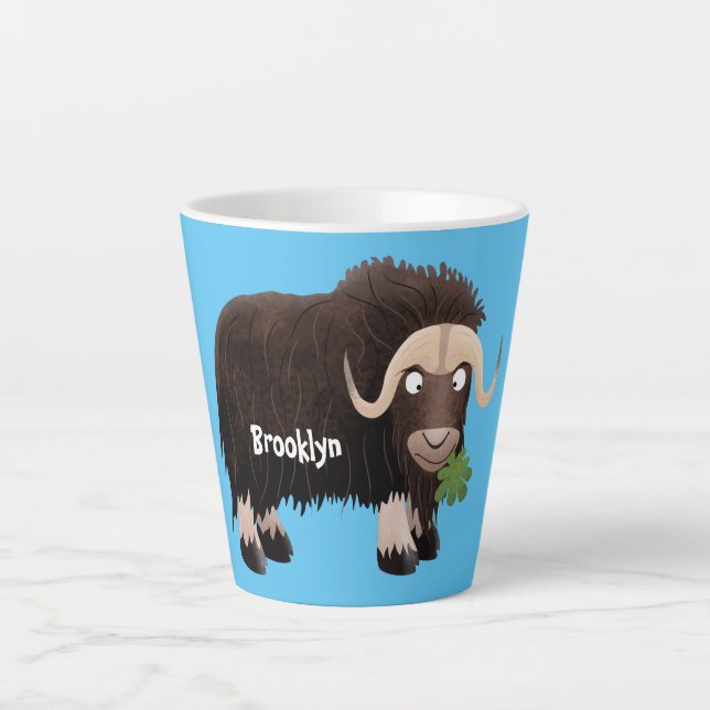 Funny muse ox Cartoon Illustration Milchtasse (Vorderseite)