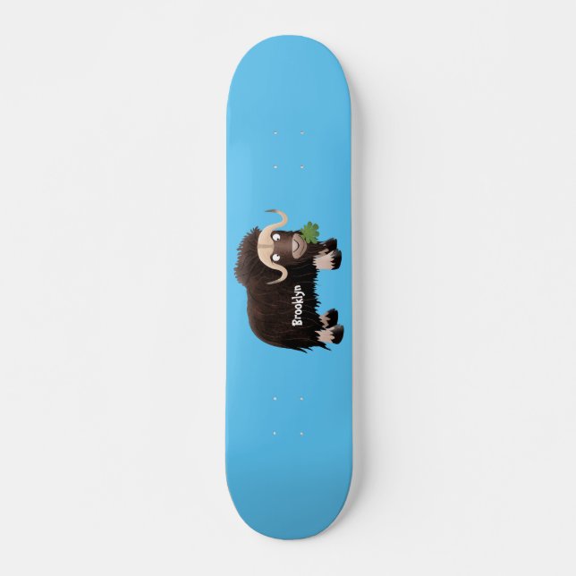 Funny muse ox Cartoon Illustration Skateboard (Vorne)