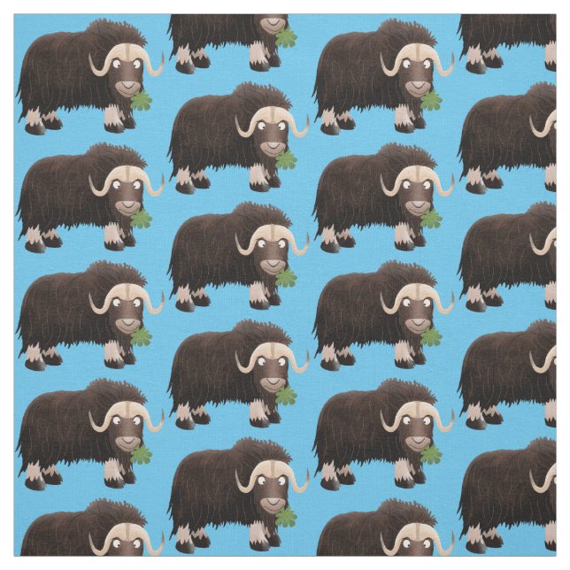 Funny muse ox Cartoon Illustration Stoff (Muster)