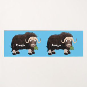 Funny muse ox Cartoon Illustration Yogamatte