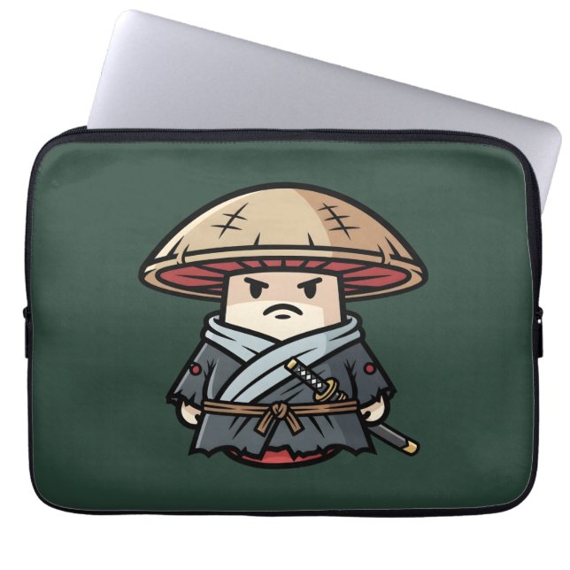 Funny Mushroom Ronin Wandering Samurai Illustratio Laptopschutzhülle (Vorderseite)