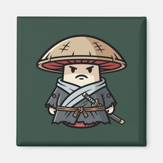 Funny Mushroom Ronin Wandering Samurai Illustratio Magnet (Vorne)
