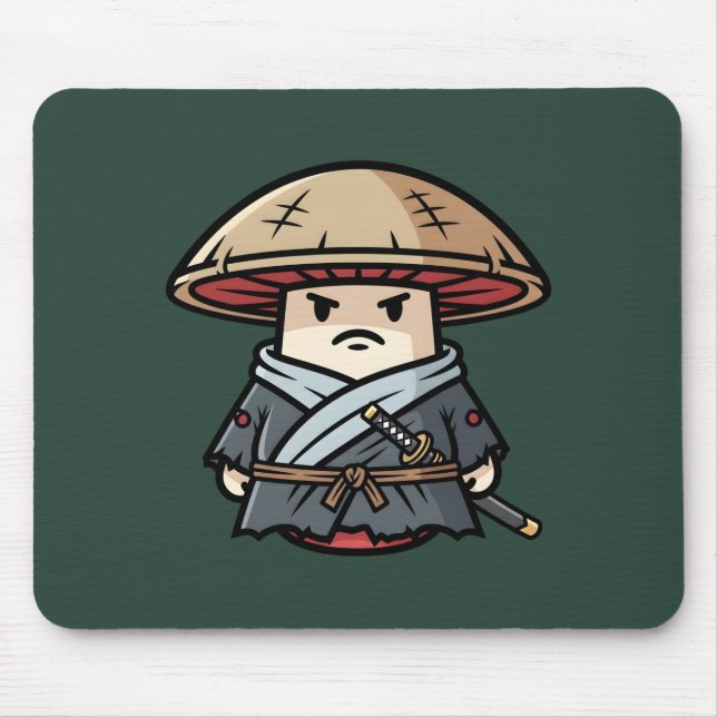 Funny Mushroom Ronin Wandering Samurai Illustratio Mousepad (Vorne)