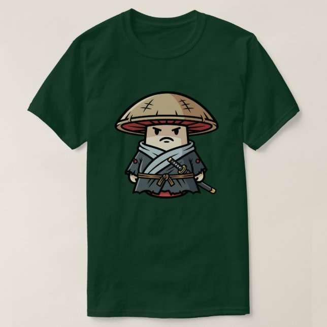 Funny Mushroom Ronin Wandering Samurai Illustratio T-Shirt (Design vorne)