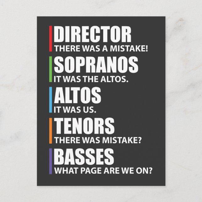 Funny Music Choir Singknaben Choir Joke Postkarte (Vorderseite)