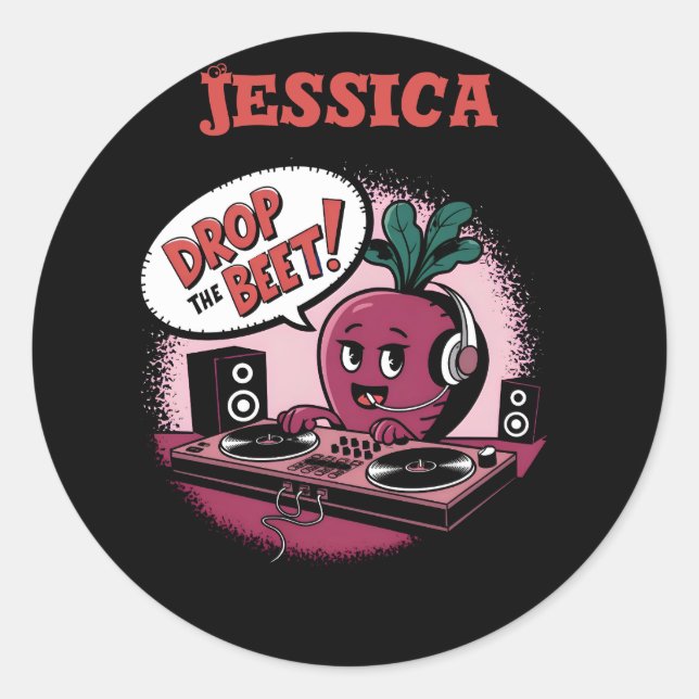 Funny Music Drop The Beet Runder Aufkleber (Vorderseite)