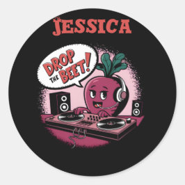 Funny Music Drop The Beet Runder Aufkleber