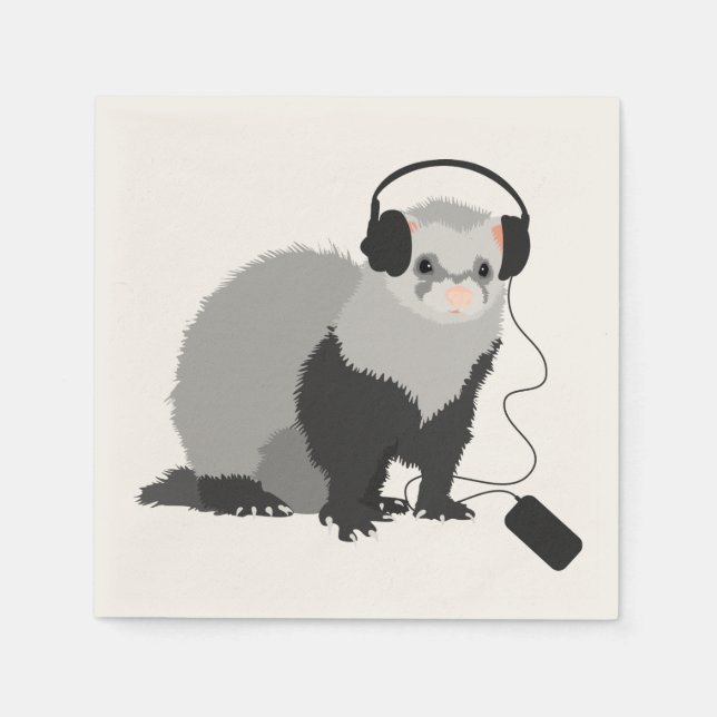 Funny Music Lover Ferret Serviette (Vorderseite)