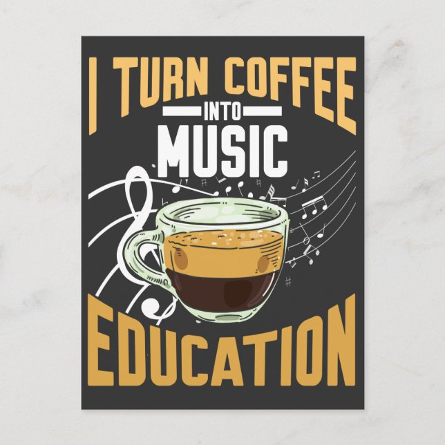 Funny Music Teacher Coffee Lover School Spaß Postkarte (Vorderseite)