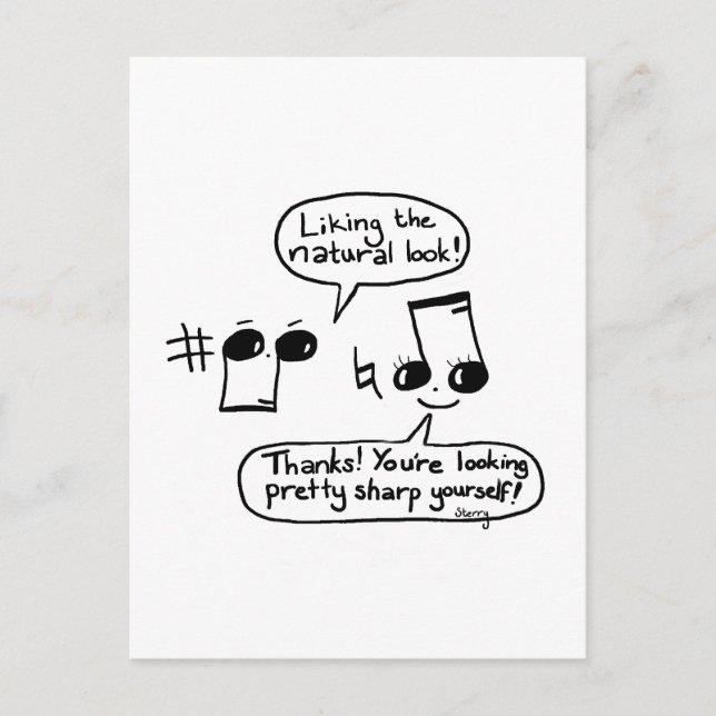 Funny Musical Compliments Cartoon: Version II Postkarte (Vorderseite)