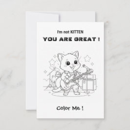 Funny Musician cat  coloring card and maze Dankeskarte