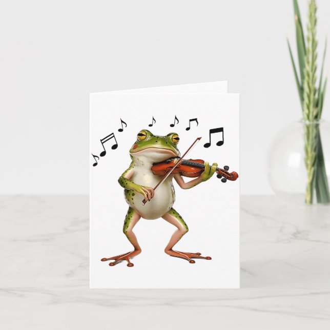 Funny Musician Violinist Cute Frog Playing Violin  Karte (Vorderseite)