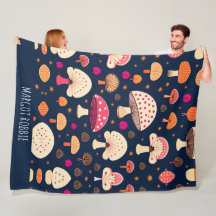 Funny musroom Pink Blue Watercolor Muster