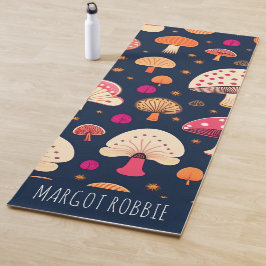 Funny musroom Pink Blue Watercolor Muster Yogamatte