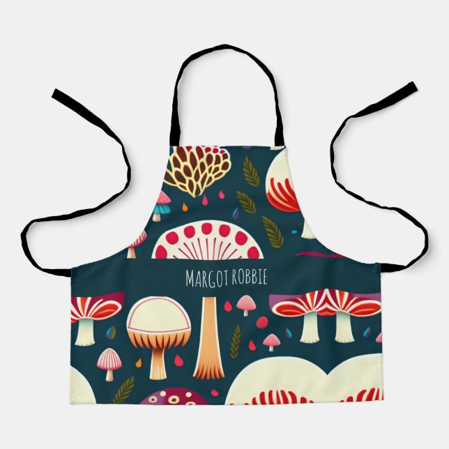 Funny musroom Red White Watercolor Muster Schürze (Vorderseite)