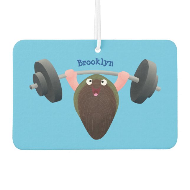 Funny mussel arbeitet an Cartoon Illustration Autolufterfrischer (Vorderseite)