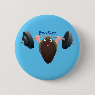 Funny mussel arbeitet an Cartoon Illustration Button