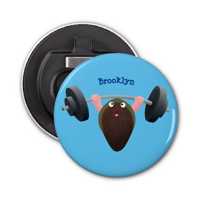 Funny mussel arbeitet an Cartoon Illustration Flaschenöffner (Vorderseite)