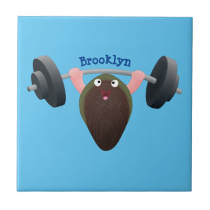 Funny mussel arbeitet an Cartoon Illustration Fliese