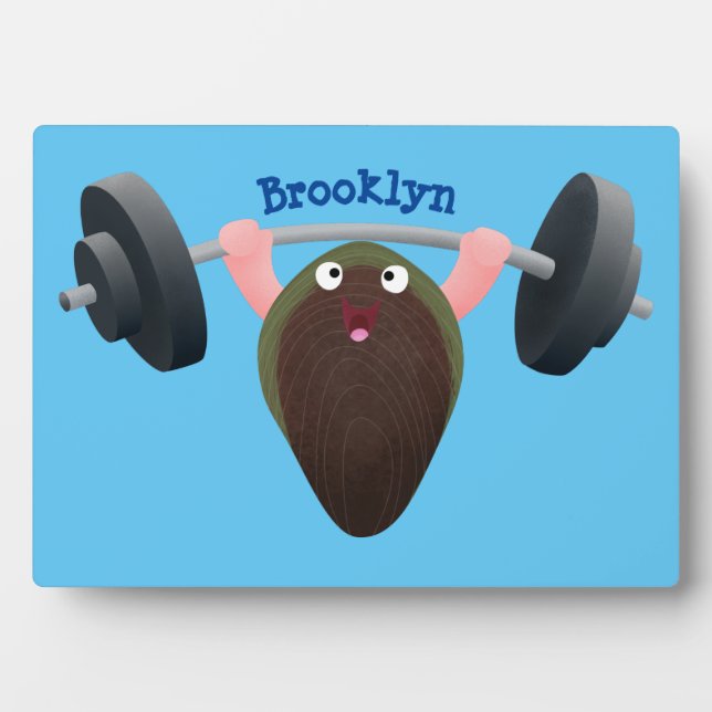 Funny mussel arbeitet an Cartoon Illustration Fotoplatte (Vorderseite)