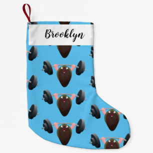 Funny mussel arbeitet an Cartoon Illustration Kleiner Weihnachtsstrumpf