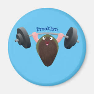 Funny mussel arbeitet an Cartoon Illustration Magnet