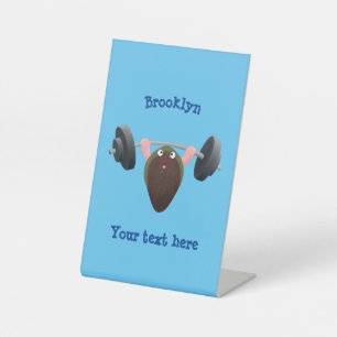 Funny mussel arbeitet an Cartoon Illustration Sockelschild