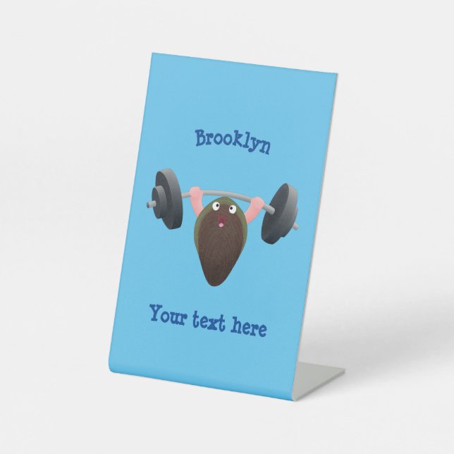 Funny mussel arbeitet an Cartoon Illustration Sockelschild (Vorderseite)