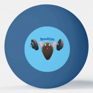 Funny mussel arbeitet an Cartoon Illustration Tischtennisball